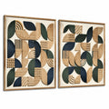 Tableaux muraux lot de 2 60 x 90 cm en bois relief vert foncé bleu nuit style géométrique