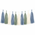 Guirlande à pampilles textile 250 cm bleu vert crème décoration murale bohème