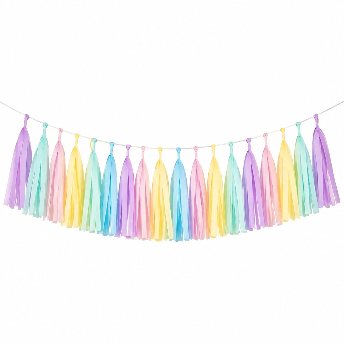 Guirlande à franges 300 x 35 cm en papier multicolore - Décoration suspendue pastel