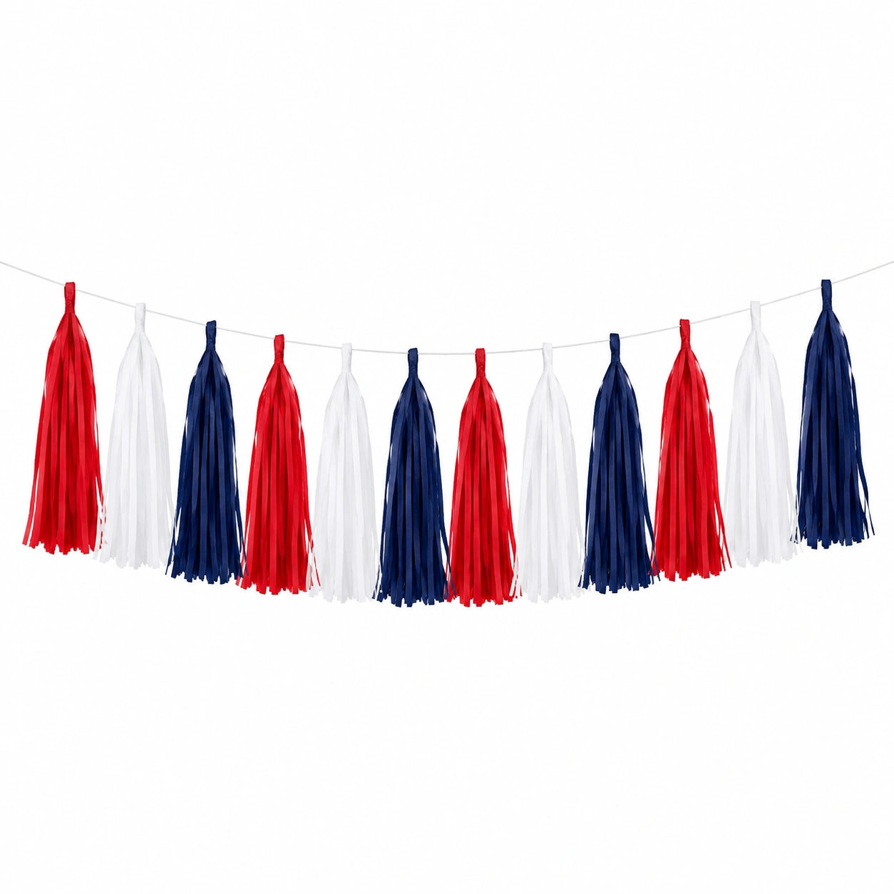 Guirlande à franges 300 cm en papier rouge blanc bleu - décoration de fête