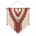 Tenture murale en macramé 60 x 85 cm coton beige terracotta style bohème