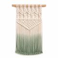 Tenture murale macramé 45 x 90 cm coton beige vert style bohème