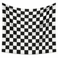 Drapeau décoratif 150 x 130 cm en polyester noir blanc à damier pour décoration murale