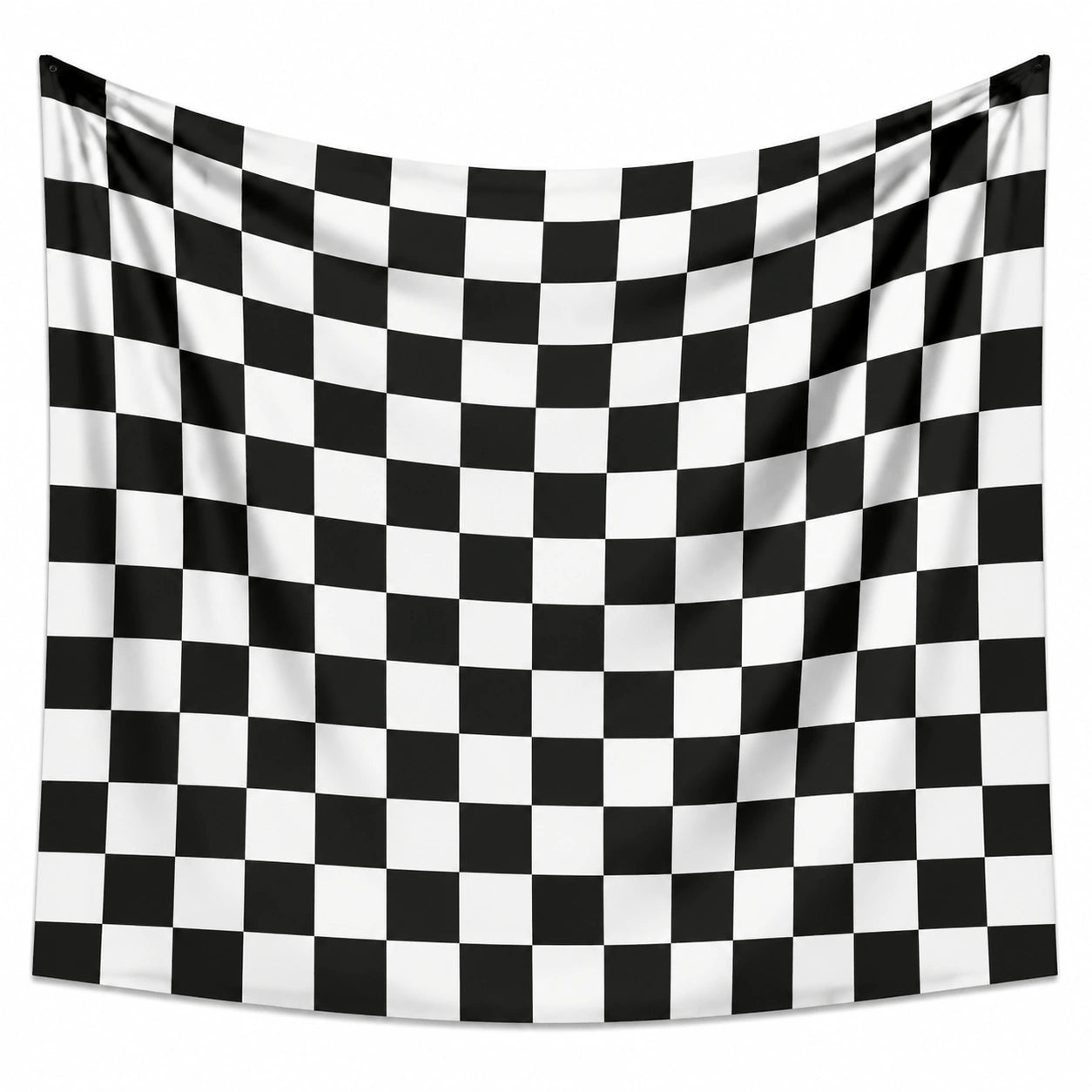 Drapeau décoratif 150 x 130 cm en polyester noir blanc à damier pour décoration murale