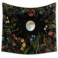 Tenture murale 150 x 130 cm en polyester noir à motif floral lunaire pour décoration intérieure
